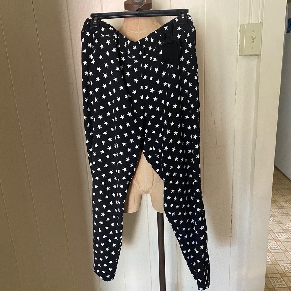J CREW sz 6 Star Pants Black White Elastic Waist